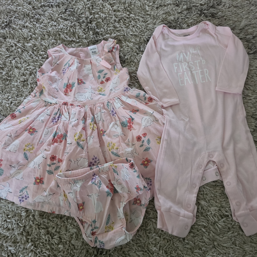 Carter's Pink Floral Dress and Onesie Set